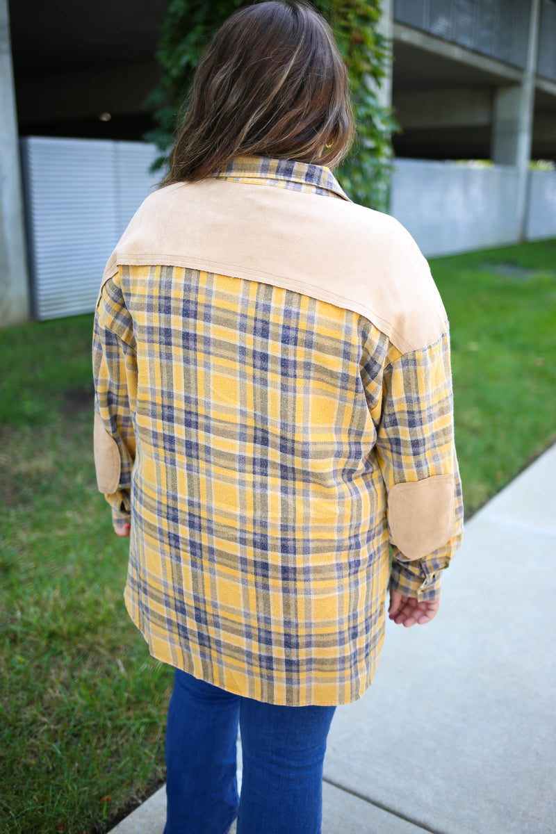 Yellow and Navy Plaid Flannel | Boutique Elise | Yara Easel