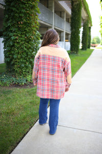 Strawberry and Navy Plaid Flannel | Boutique Elise | Nellie Easel