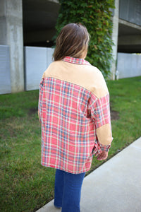 Strawberry and Navy Plaid Flannel | Boutique Elise | Nellie Easel