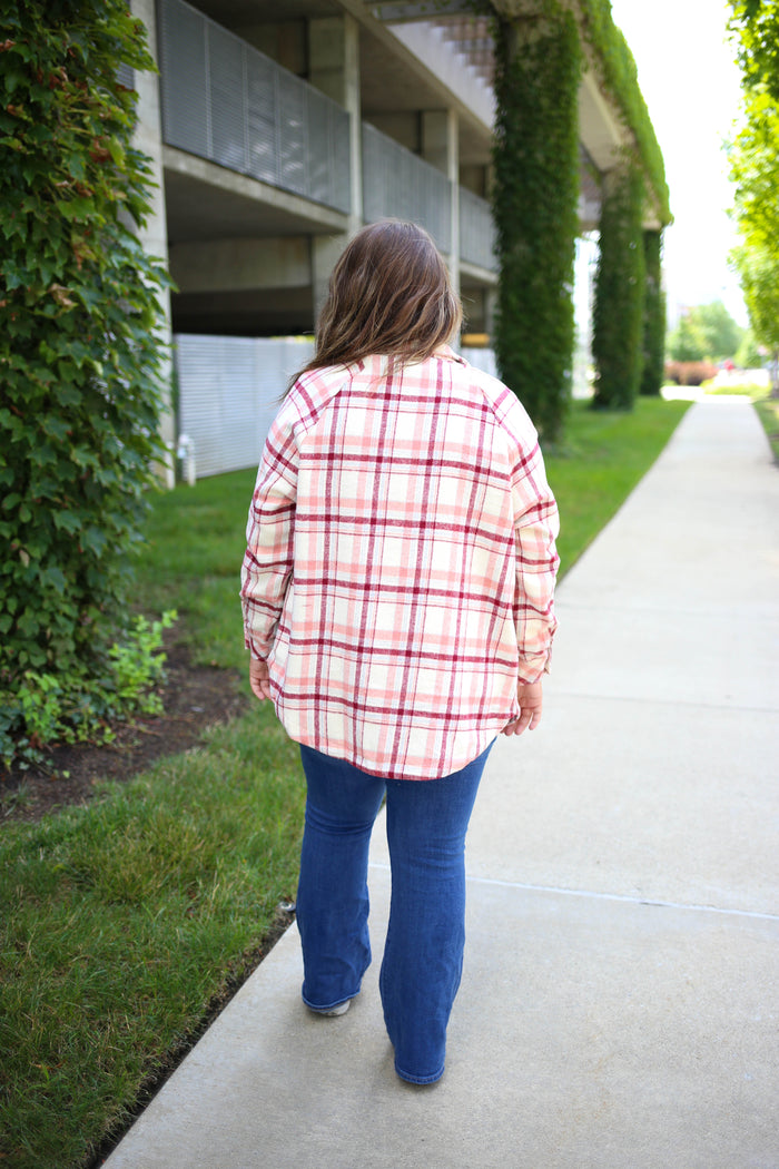 Pink Plaid Flannel Button-Down | Boutique Elise | Luna Staccato