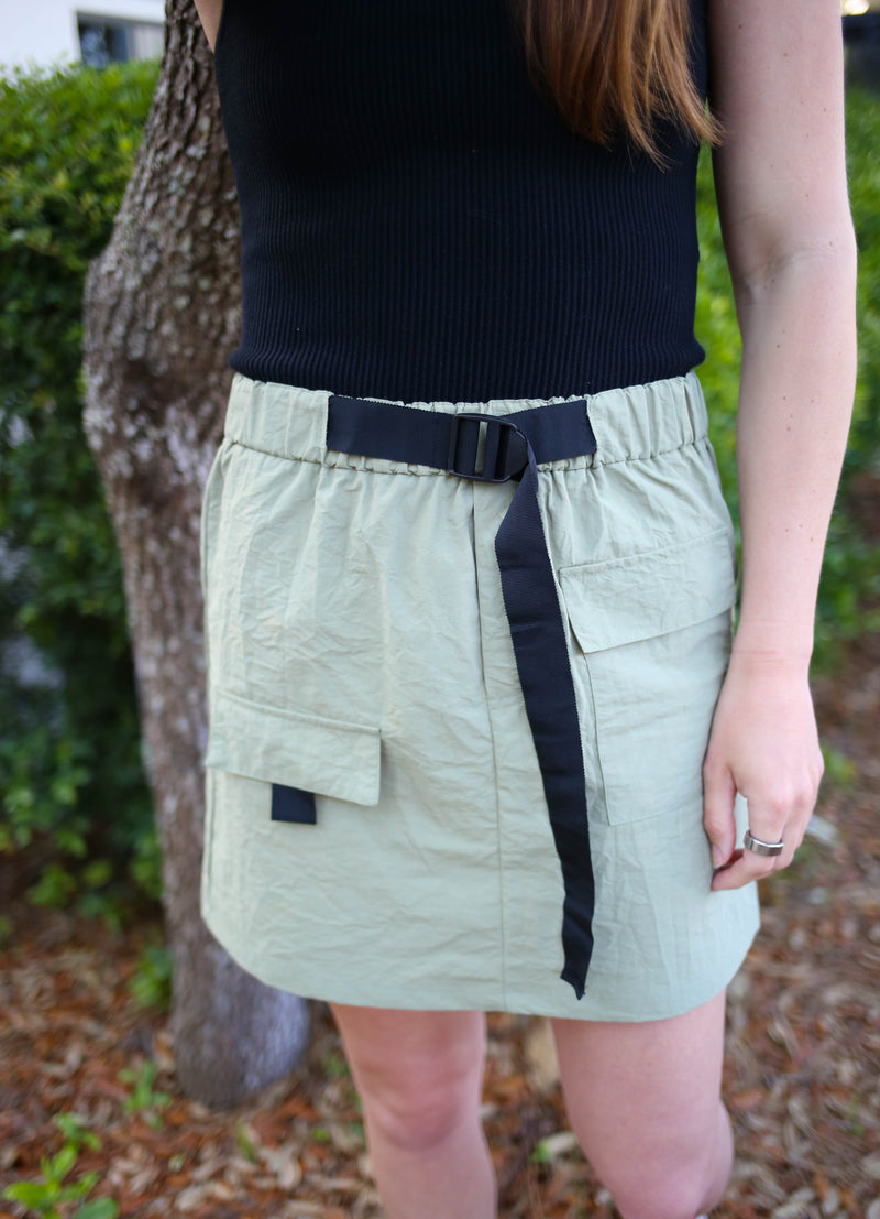 olive green cargo active skirt