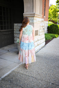 Sage and Blue Floral Tiered Maxi Dress | Boutique Elise | Zoey Davi & Dani