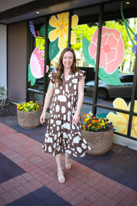 Brown and cream printed summer dress