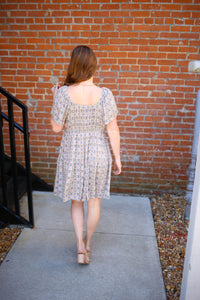 Grey Yellow and Pink Printed Dress | Boutique Elise | Cami cozy casual