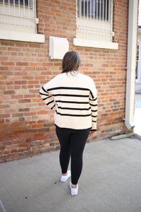 Cream and Black Stripe Sweater | Boutique Elise | Blake Staccato