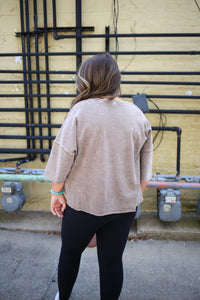 Mocha 3/4 Sleeve Boxy Top | Boutique Elise | Mary Easel