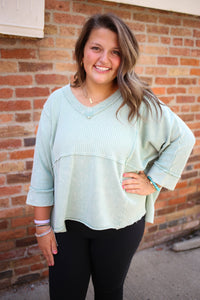 Blue Green Mineral Wash Top | Boutique Elise | Natasha Easel