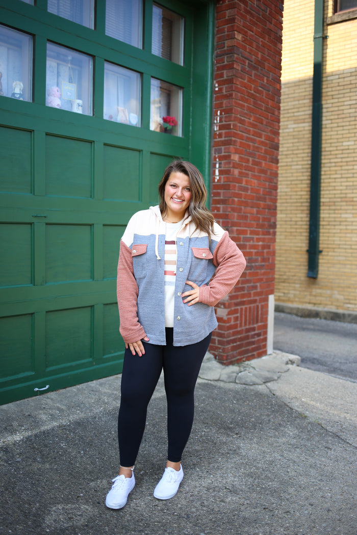 Navy Cream and Rust Colorblock Jacket | Boutique Elise | Jayden Staccato