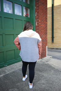 Navy Cream and Rust Colorblock Jacket | Boutique Elise | Jayden Staccato