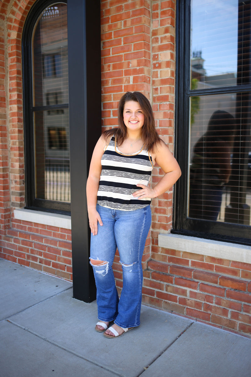 Black and Rust Stripe Tank Top | Boutique Elise | Kimberly Hem & Thread