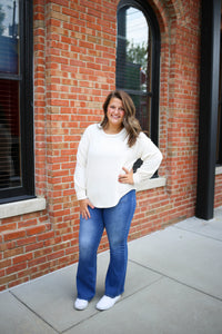 Oatmeal Drop Shoulder Long Sleeve Top | Boutique Elise | Lynn Blu Pepper