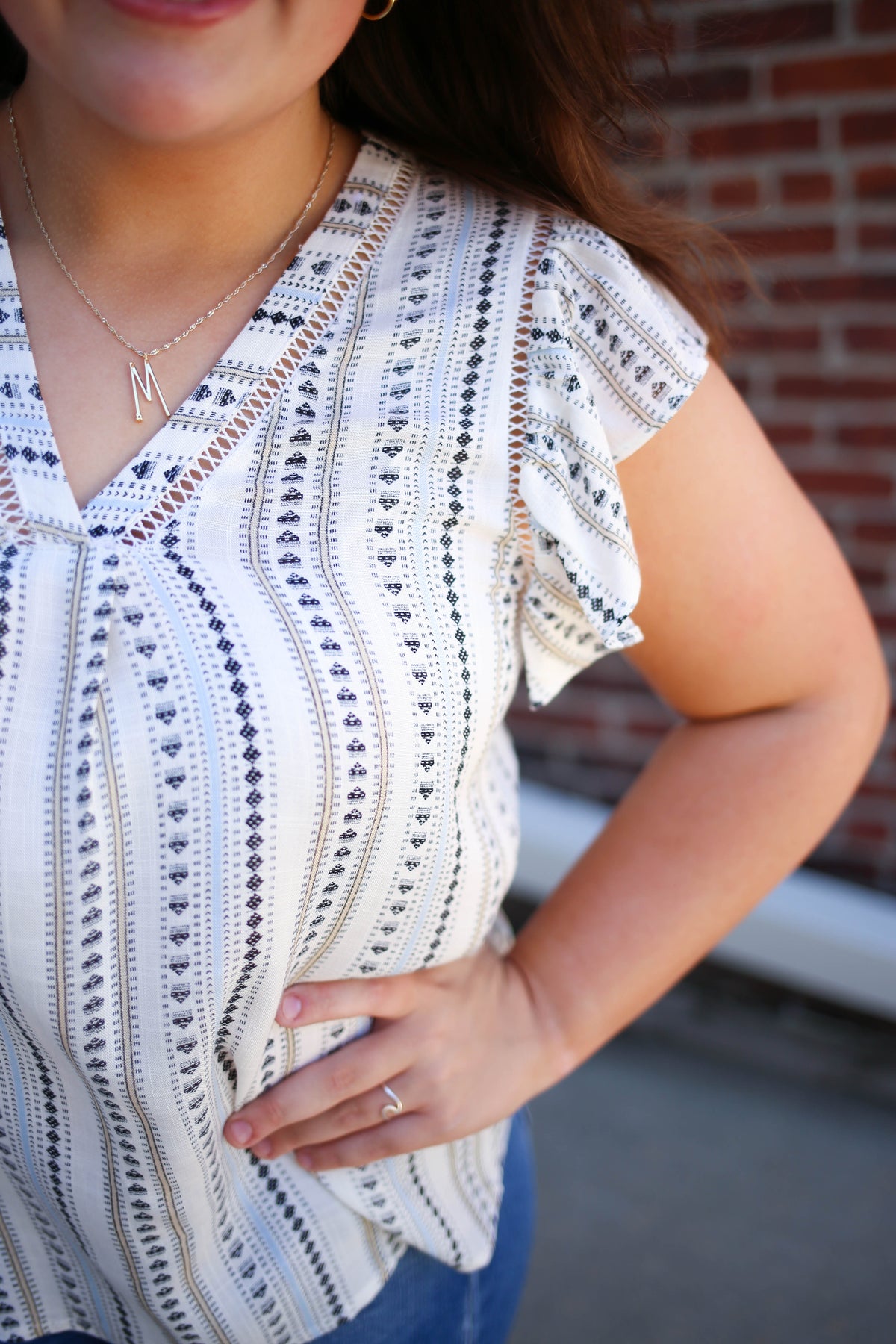 Womens Blue and Black Printed Top | Boutique Elise | Erin Blu Pepper
