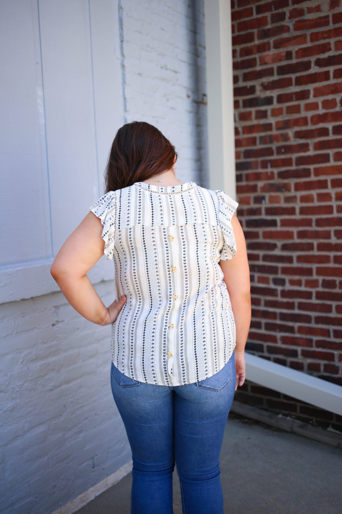 Womens Blue and Black Printed Top | Boutique Elise | Erin Blu Pepper