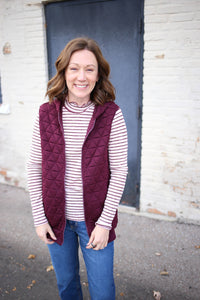 Dark Burgundy Quilted Vest | Cassidy Staccato