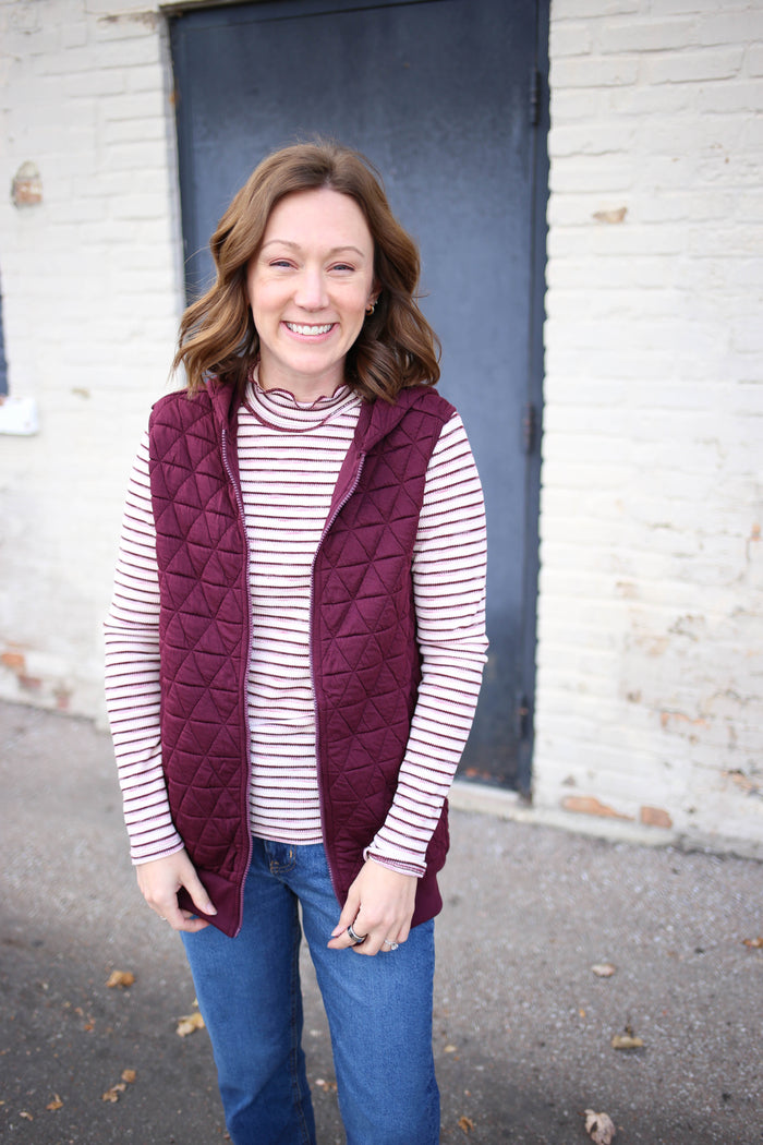 Dark Burgundy Quilted Vest | Cassidy Staccato