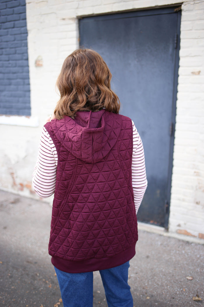 Dark Burgundy Quilted Vest | Cassidy Staccato