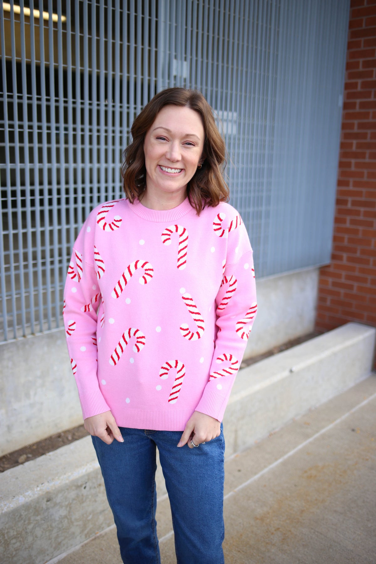Pink Candy Cane Sweater Staccato