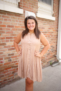 Brown and Cream Sleeveless Dress | Boutique Elise | Courtney Gilli