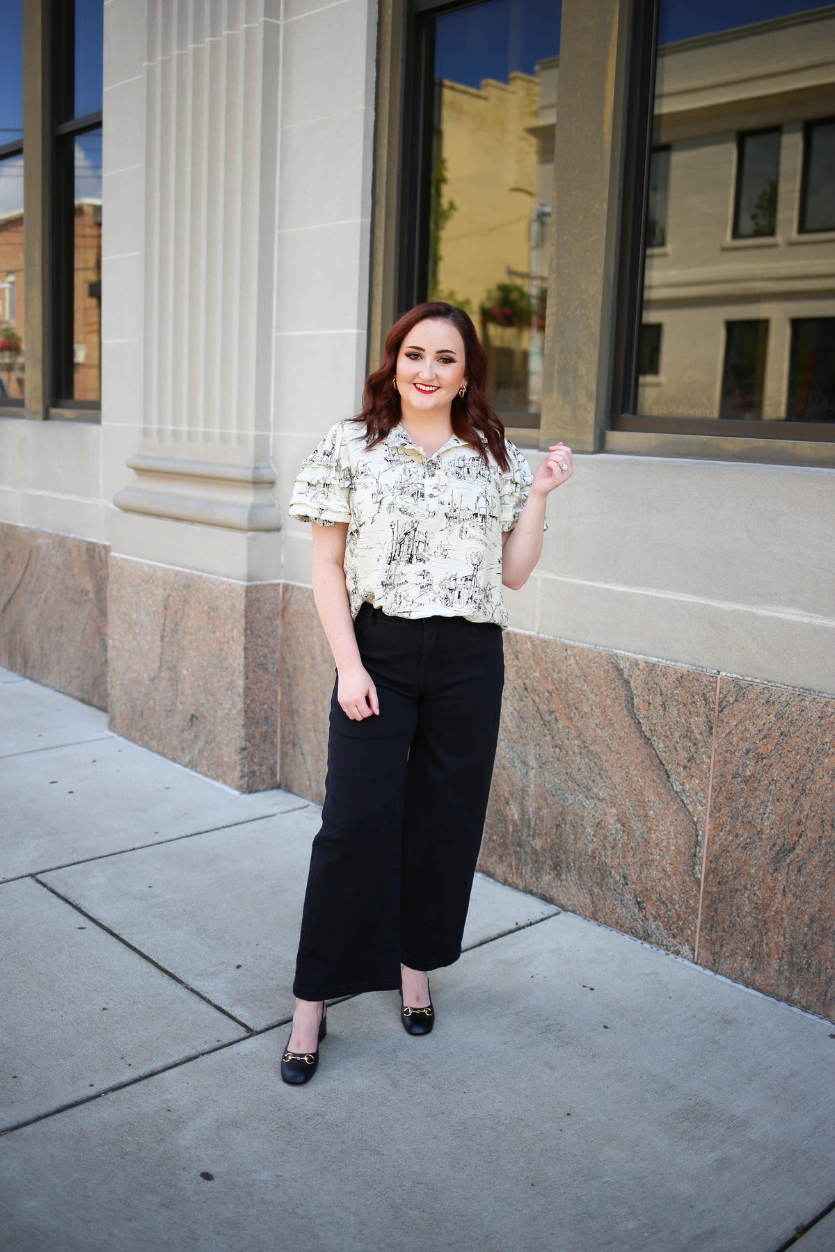 Cream and Black Jacquard Paris Blouse | Boutique Elise | Quin Entro