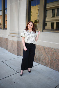 Cream and Black Jacquard Paris Blouse | Boutique Elise | Quin Entro