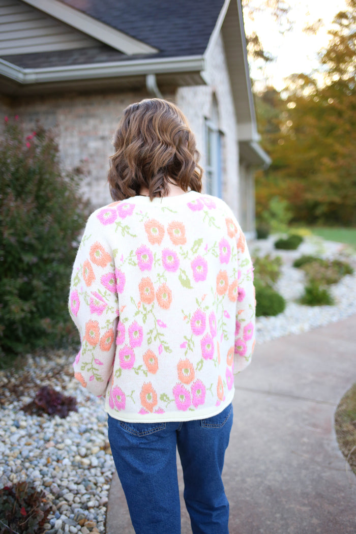 Pink and Orange Floral Sweater | Maggie Very J
