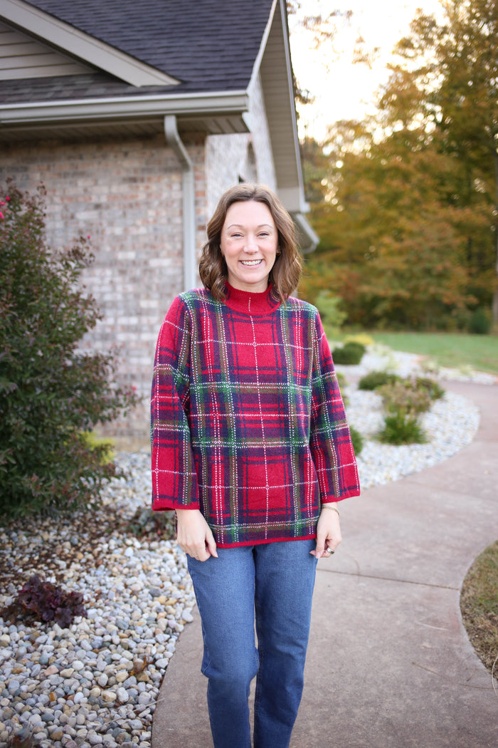 Red and Green Plaid Sweater | Raelynn Entro