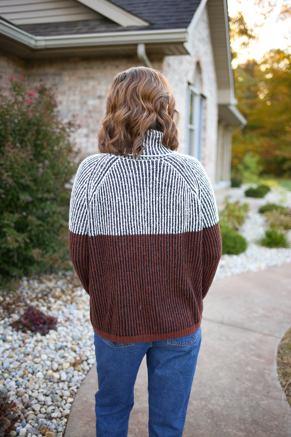 Black and Brown Turtleneck Sweater | Tori cozy casual