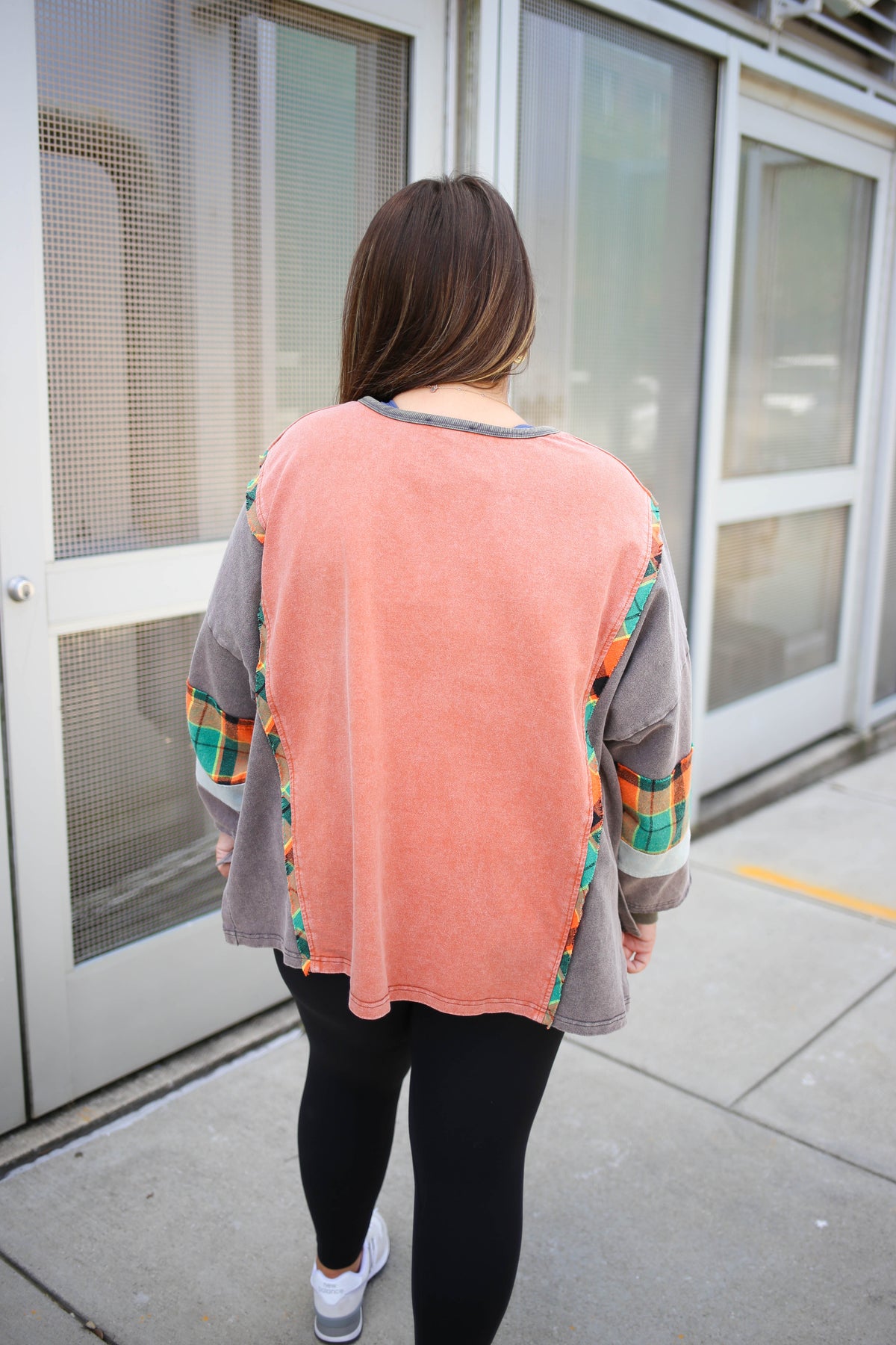 Rust Mineral Wash Flannel Detail Top | Boutique Elise | Rory Easel
