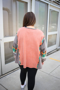 Rust Mineral Wash Flannel Detail Top | Boutique Elise | Rory Easel