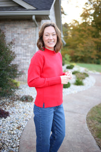 Bright Red Long Sleeve Sweater | Rachel Staccato