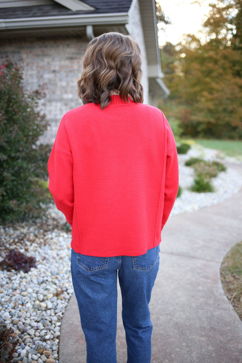 Bright Red Long Sleeve Sweater | Rachel Staccato