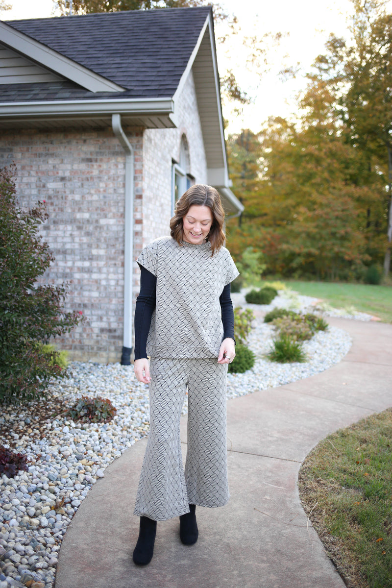 Black and Cream Stripe Detail Pants | Tonya see and be seen