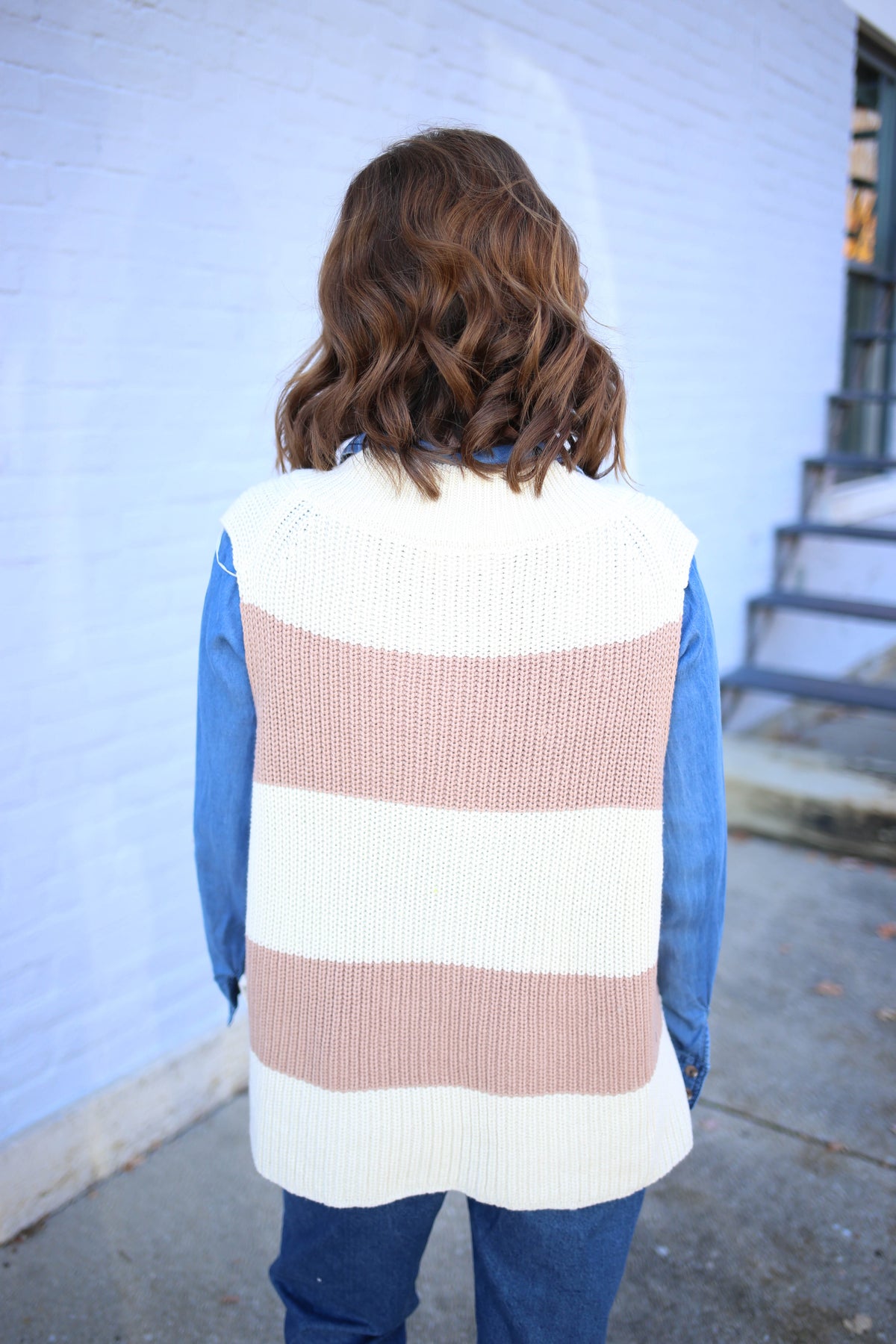 Oatmeal and Taupe Stripe Vest | Marty Hyfve