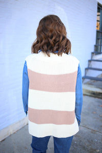 Oatmeal and Taupe Stripe Vest | Marty Hyfve