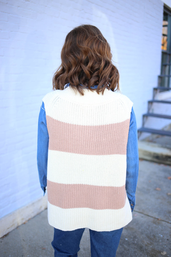 Oatmeal and Taupe Stripe Vest | Marty Hyfve