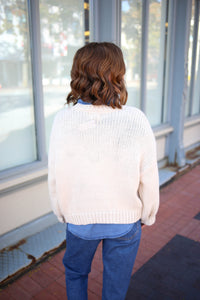 Oatmeal Rooster Embroidered Sweater Dreamers