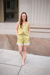 Chartreuse Green Fringe Detail Tank Top | Boutique Elise | Tiffany Hem & Thread