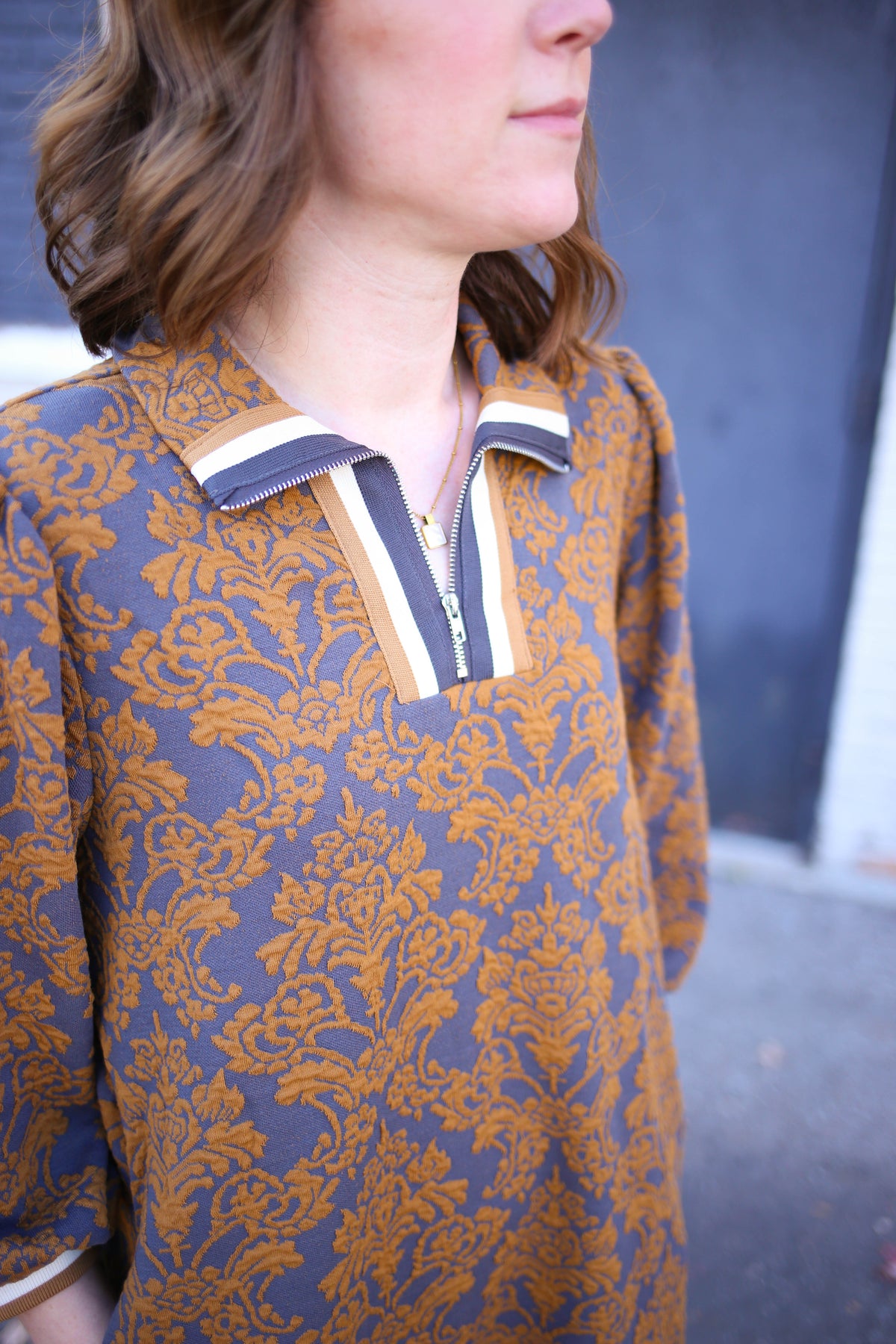 Toffee Printed Half-Zip Dress | Zoey Jodifl