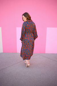 Teal Printed Midi Dress | Boutique Elise | Molly Easel
