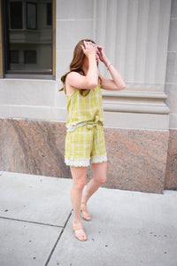 Chartreuse Green Fringe Detail Tank Top | Boutique Elise | Tiffany Hem & Thread