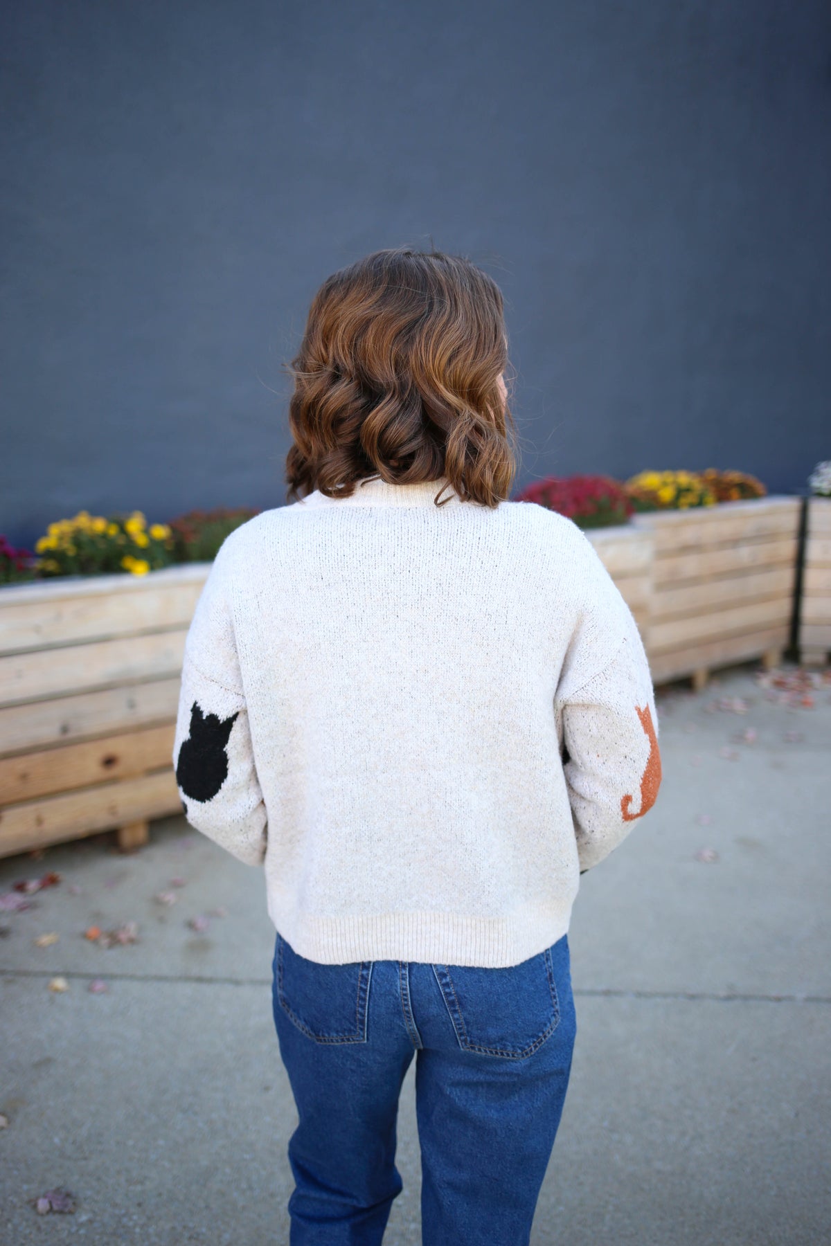 Taupe Brown and Black Cat Sweater Dreamers