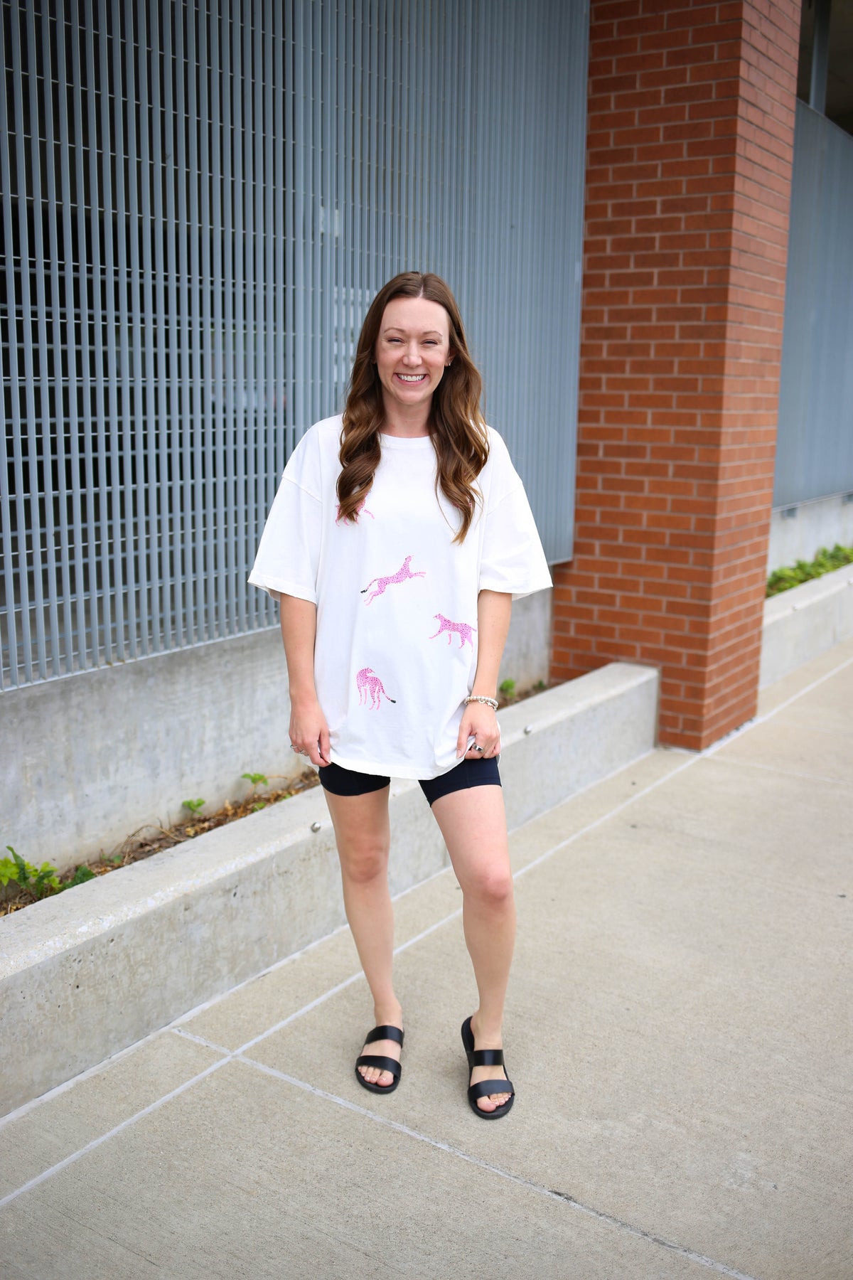pink leopards oversized graphic tee