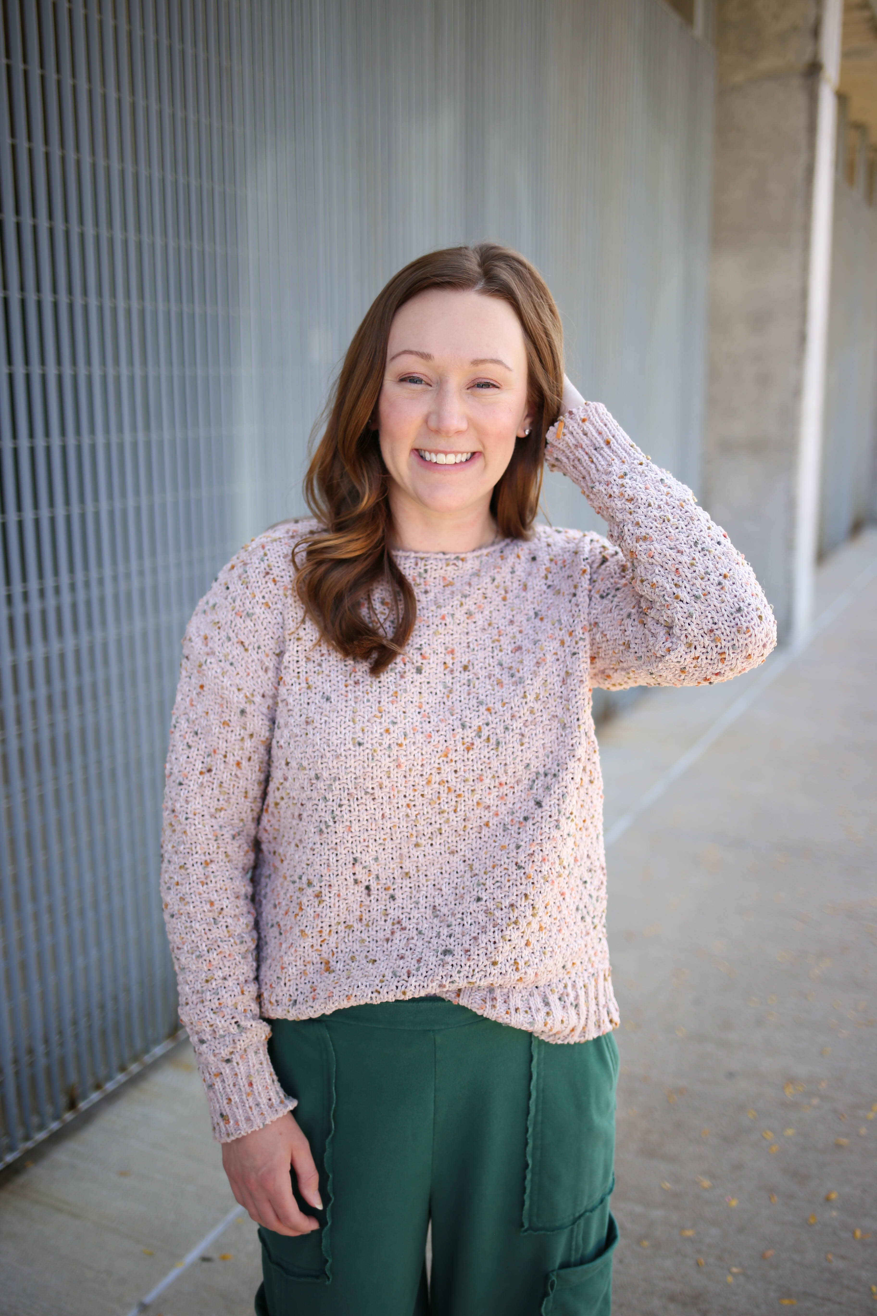 Mauve and Colorful Popcorn Knit Sweater Boutique Elise Mandy