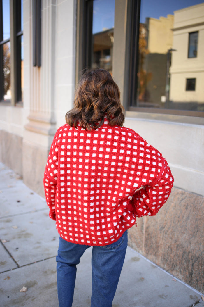 Red and Cream Fleece Jacket | Tessa Very J