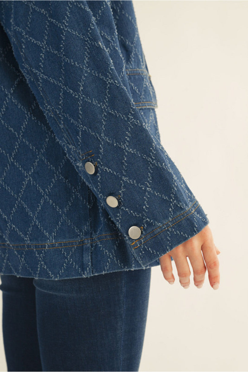 Stitched Detail Denim Barn Jacket | Della Jodifl
