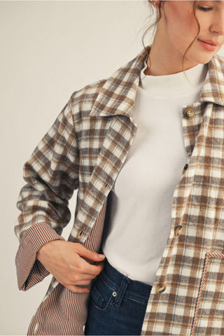Plaid Button-Down Jacket | Monica Jodifl