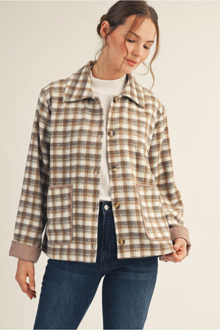 Plaid Button-Down Jacket | Monica Jodifl