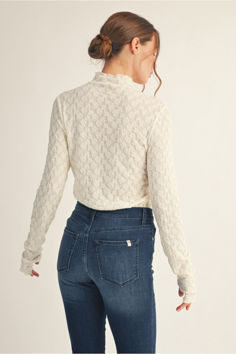 Ivory Lace Long Sleeve Top | Irene Jodifl
