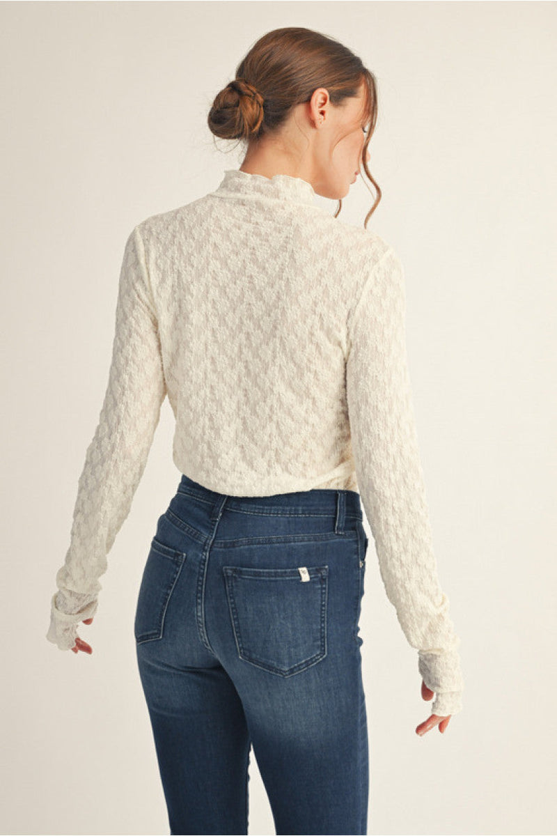 Ivory Lace Long Sleeve Top | Irene Jodifl