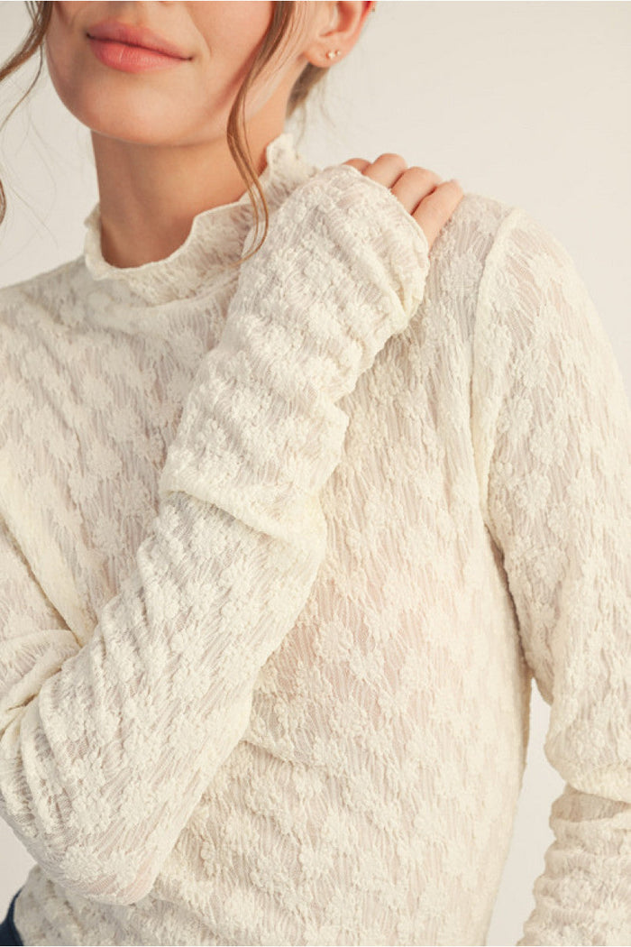 Ivory Lace Long Sleeve Top | Irene Jodifl